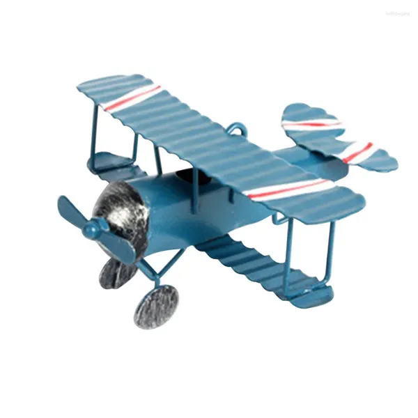 Figuras decorativas 2 piezas Vintage hierro Metal avión modelos de aviones artesanía para accesorios Po juguete para niños decoración del hogar ornamento escritorio miniatura