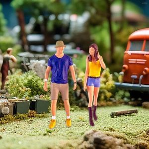 Figurines décoratives 2x 1/64 garçons et filles modèles chapeau de seau garçon pour scène miniature micro paysage fée jardin gare de gare de gare