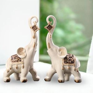 Figurines décoratives 2x Statues d'éléphant Artisanat d'art Figurine en résine Nordique Ornement pour Salon entrée Armoire décor de Bureau à Domicile
