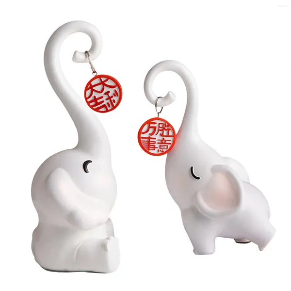 Figuras decorativas 2 estatuas de elefante coleccionables, regalo de boda, estatua de pareja, adorno de escritorio para estante, escritorio, sala de estar, estantería para el hogar