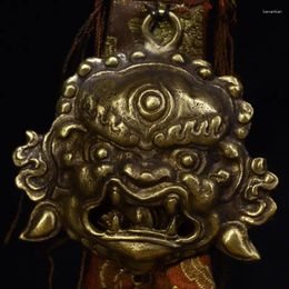 Decoratieve beeldjes 3,4 "Tibetaans boeddhisme bronzen Mahakala toornige godheid Boeddha masker standbeeld
