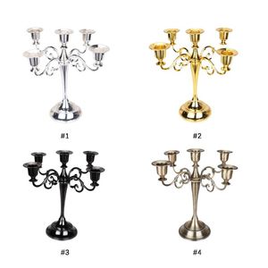 Figurines décoratives 3/5 bras chandelier métal argent/or plaqué bougeoirs support en alliage de zinc pilier candélabre pour la décoration de mariage
