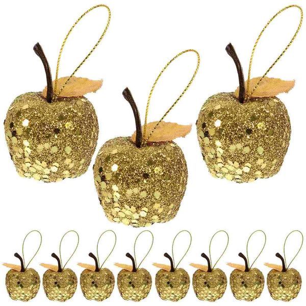 Figuras decorativas 3,5 cm manzanas doradas rojas árbol de Navidad colgante eventos adornos de frutas decoración del banquete de boda del año de Navidad