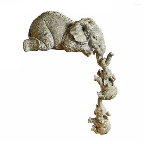 Figurines décoratives 3 en 1 éléphant mignon tenant une résine bébé artisanat maison d'ameublement de décoration cadeau de décoration