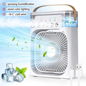 Figurines décoratives 3 en 1 ventilateur portable Air Climatificateur Humidificateur refroidissement USB Color LED Night Light Water Mist Humidification