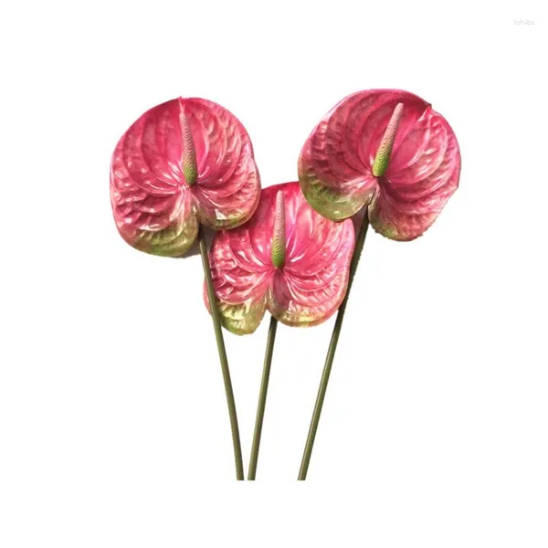 Figurines décoratives, 3 pièces, fleurs d'anthurium artificielles de 27 pouces, pour décoration de maison, de mariage (rose)