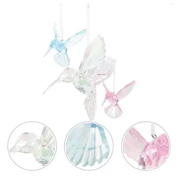 Figurines décoratives 3 pcs Ornements de pendentif d'oiseau en cristal pour arbres de Noël