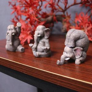 Figurines décoratives 3 PCS Yoga Elephant Figurine Résine 3D Animaux artisanaux Ornement Sculpture Desk Decor Unique Gift for Family Friend