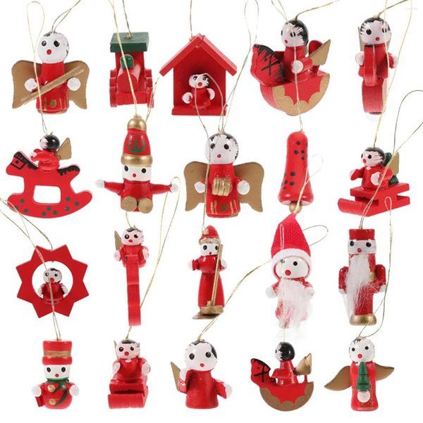 Figuras decorativas 30 PCS Muñecas de madera suministros de Navidad