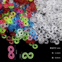 Decoratieve Beeldjes 300 stks 11x0.5mm S Clips Connectors Rubber Vullingen Voor Loom Band DIY Armband Maken Refill kit