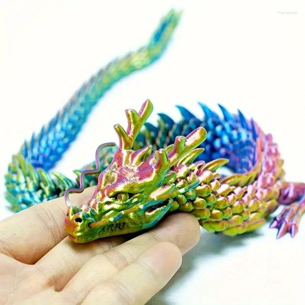Figurines décoratives 30 cm 3D Dragon chinois imprimé joints du corps qui peuvent déplacer les meubles et les décorations de la maison valent la peine d'être collectés