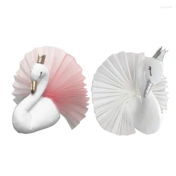 Figuras decorativas 30 cm encantador hermoso 3d corona cisne adornados colgantes peluche peluche juguetes para niñas de animales regalos decoración de la pared