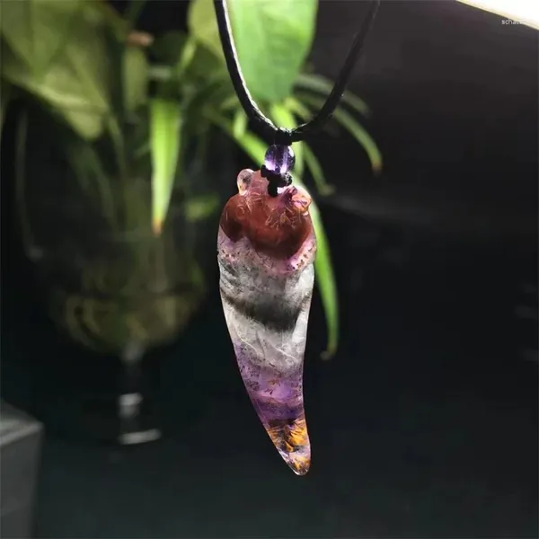 Figurines décoratives 30 mm ARUMITE NATUREL23 WOLF Tooth Pendant Femmes hommes Bijoux Healing Reiki Fashion Collier 1pcs