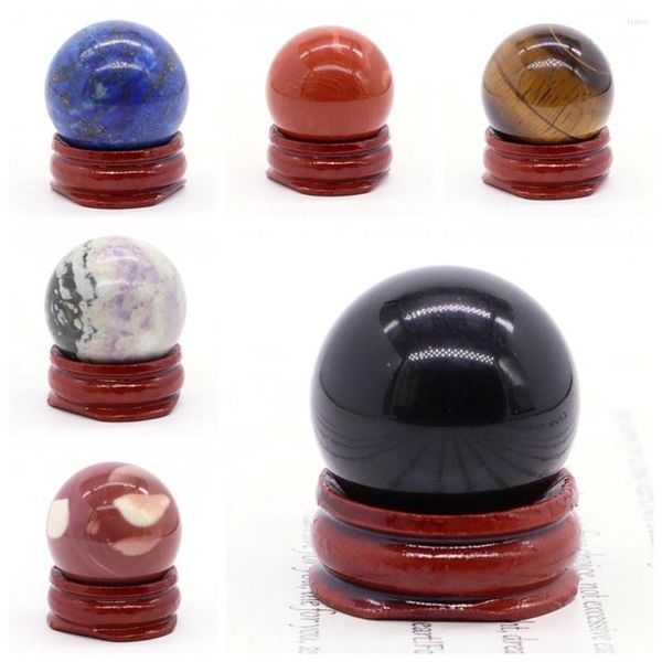 Figuras decorativas Bola de piedras preciosas redondas de 30 mm Mineral Cristales y piedras curativos naturales Esfera Wicca Chakra Masaje Globo Baratija Decoración