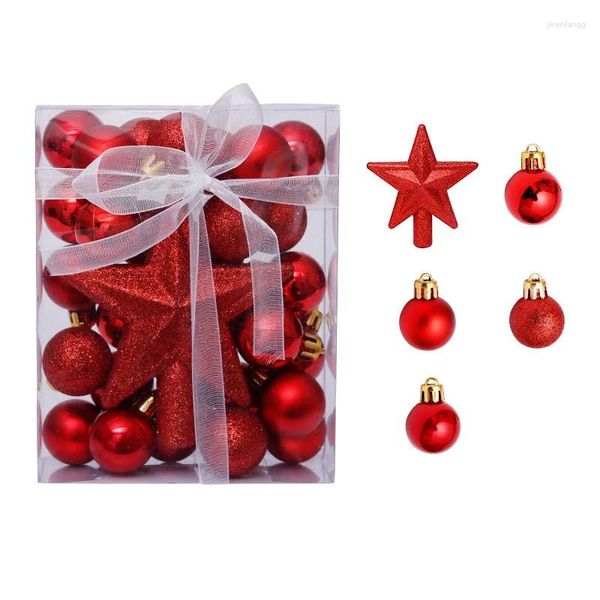 Figurines décoratives 30 pièces/ensemble boules de boules de noël pendentif arbre suspendu ornement étoile Topper Noel Navidad décoration pour la maison année cadeau