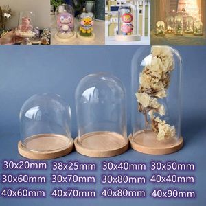 Figurines décoratives 30x en verre couvercle de terrarium bouteille de terrarium avec pot de base de base en bois