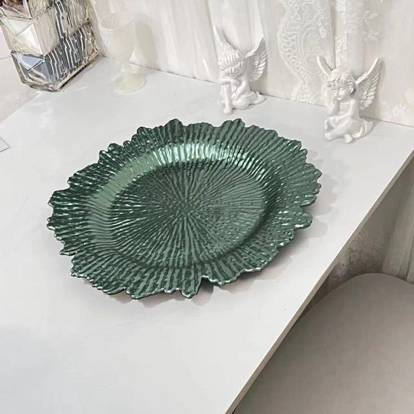 Figurines décoratives 33 cm Green High-Und Wedding Banquet Banquet Style Home Home Light Luxury Decoration Lace Exquise Fruit Plate 2024