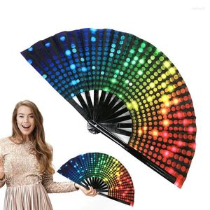 Decoratieve beeldjes 33 cm grote vouwende hand fan podium toont dans bruiloft decor geschenken regenboog bamboe botgroothandel