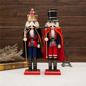 Decoratieve beeldjes 38CM Mantel Notenkraker Marionet Houten Handgemaakte Koning Soldaat Pop Ornament Kerstcadeau Thuiskantoor Decoratie