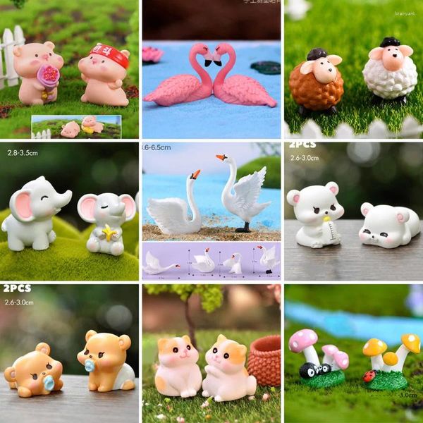 Figurines décoratives 3cm kawaii animaux miniatures figurine ours / koala fée décoration de poupée de poupée de poupée d'anniversaire.