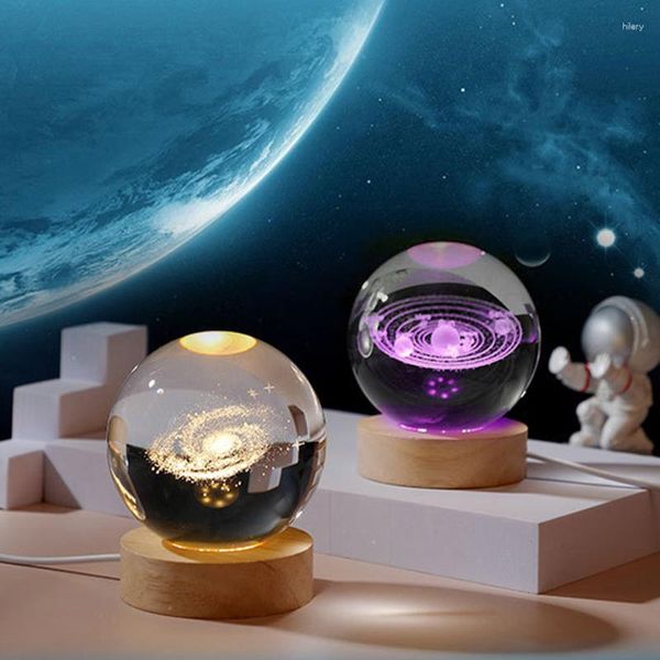 Figuras decorativas Planeta de cristal 3D Láser Sistema solar grabado Astronomía Astronomía Decoración de la esfera del vidrio del hogar Decoración del hogar