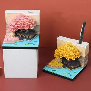 Figurines décoratives 3D Bureau Note Pad Creative Tree House Memo 2024 Déchirure Calendrier de la Saint-Valentin Gift Home Decor