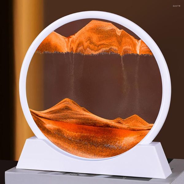 Figuras decorativas 3D Glass Moving Sand Art Creative Sandscape En Motion Display Flowing Frame Reloj de arena Pintura para decoración del hogar Regalos