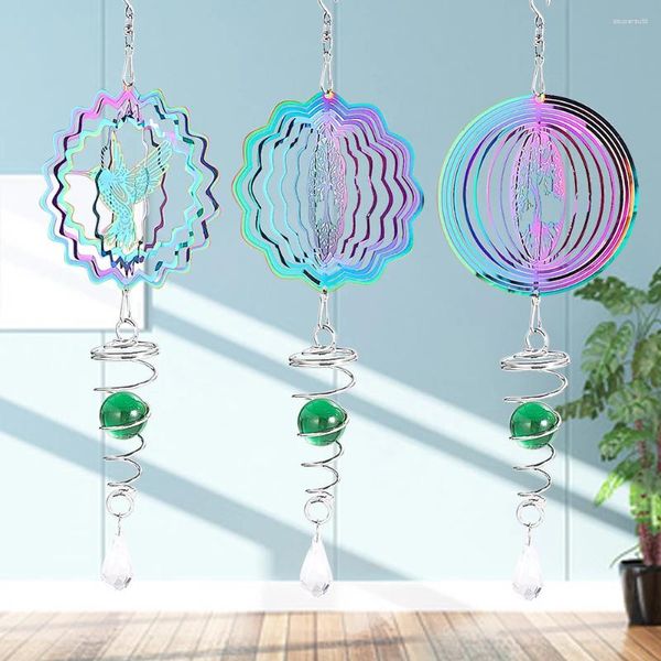 Figurines décoratives 3d Gradient Color Tarimes Spinner rotation cinétique Boule suspendue Spirale Crochet pivot