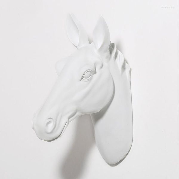 Figurines décoratives 3D tête de cheval ornements mur ameublement salon canapé TV fond décoration suspendus accessoires pendentifs
