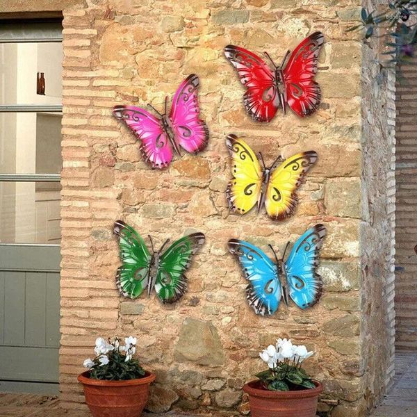 Figurines décoratives 3d Metal Butterfly Yard décor creux de jardin