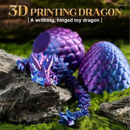 Figurines décoratives Dragon articulé imprimé 3D avec des œufs statues de dragons chinois flexibles mobiles pour décoration de bureau à domicile adultes et