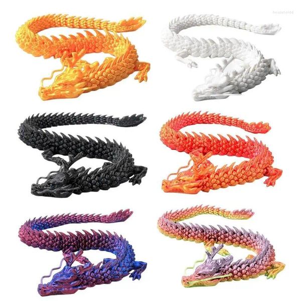 Figurines décoratives Dragon articulé imprimé en 3D chinois, long, flexible et réaliste, modèle de jouet, décoration pour la maison, le bureau, les enfants