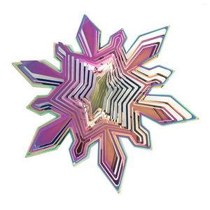 Decoratieve beeldjes 3D Snowflake Wind Spinner Roestvrij staal voor kerstboom Indoor Buiten Garden Decoratie