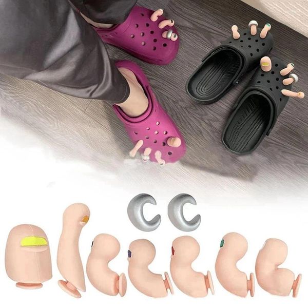 Figurines décoratines 3D Toe Charms Set Kit pour Crocs Clogs Bubble Tlides Sandales 7pcs Détravo Decoration Fund