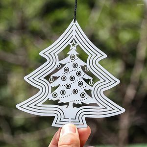 Figuras decorativas Viento 3D giro de acero inoxidable Árbol de Navidad Hollow Diy Diy Home Garden Patio Swatcher Accesorios de cristal