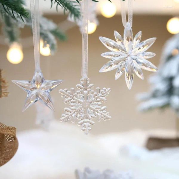 Figurines décoratives 3pcs Acrylique Snowflake Simulation Pendants Ice Tree Ornement Ornement décorations de Noël pour l'année Home Gift 2024