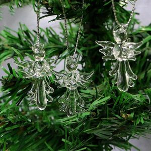 Figurines décoratives 3pcs mignons clairs murano verre ange ange mini figurine pendant de Noël décor d'arbre de Noël fourni