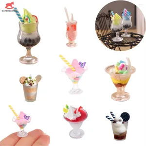 Figuras decorativas 3pcs Copa de helado en miniatura en miniatura té de té de perla bebida linda comida de comida escena de la escena de la vida juguete juguete juguete