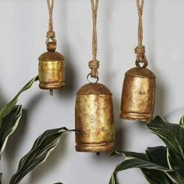Figurines décoratives 3pcs / Set Copper Cow Bell avec lonyard Style Knabby Country Bras