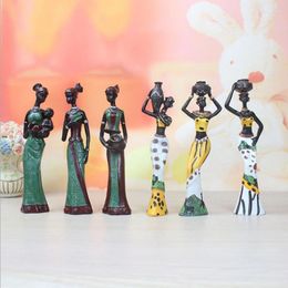 Decoratieve beeldjes 3 stcs/set! Decoratieve ornamenten Exotische Afrikaanse vrouwenhars Crafts Home Furnishings Studie Kamer Plank Tafel Decoratie