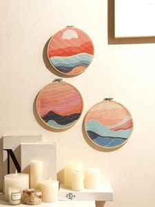 Figurines décoratives 3pcs / ensemble Tapisserie Sunrise Sunset Mur suspendu décoration de montagne Décoration de mer pour le salon accessoires de maison boho