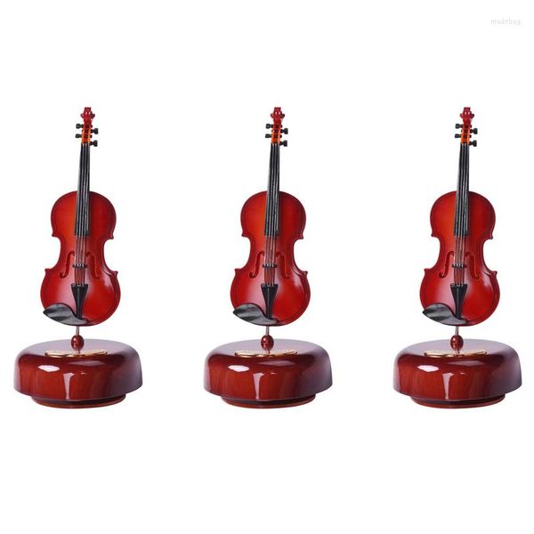 Figuritas decorativas 3X caja de música de violín Base Musical giratoria instrumento clásico regalo para niños niñas cumpleaños Navidad