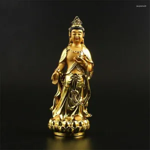 Figuras decorativas Estatua de Candraprabha hecha a mano, de resina budista tibetana, chapada en oro, 4,92