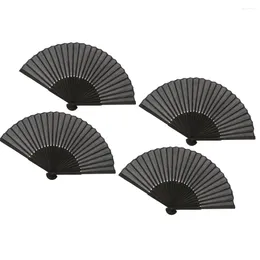 Figurines décoratives 4 pcs ventilateur pliant noir danse à la main décor po po prop partage de danse pliable grâce aux fans rétro de bambou