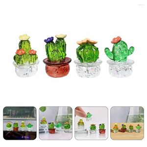 Decoratieve beeldjes 4 stuks auto ornamenten miniatuur planten kleine potten sculptuur interieur hars huisdecoratie