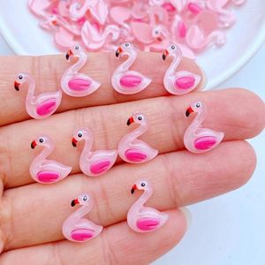 Decoratieve beeldjes 40 stks schattige mini 10 13 mm cartoon dier flamingo hars beeldje ambachten flatback ornament sieraden maken haarkleding