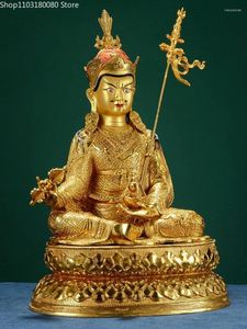 Figurines décoratives 42,5 cm en cuivre et laiton doré Padmasambhava Bouddha Statue Bouddhisme du Tibet Guru Rinpoche 