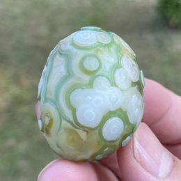 Figurines décoratives 43g Green naturel Sardonyx Agate alxa Gobi Eye minéral spécimen d'énergie cristal chakra reiki guérison du jardin en pierre