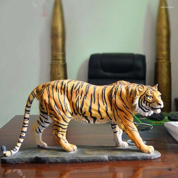 Figuras decorativas 44cm Top grande Arte Cool Home Room Bar Bar 3d Wild Animal Tiger Feng Shui Ornament Statue