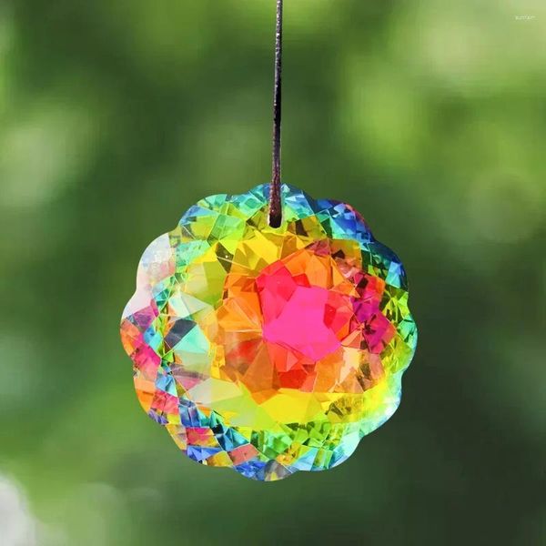 Figurines décoratives 45 mm arc-en-ciel mandala cristal prisme Suncatcher suspendu décor brillant coloré de soleil de soleil